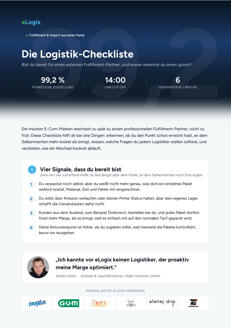Titelseite der Logistik-Checkliste von eLogix